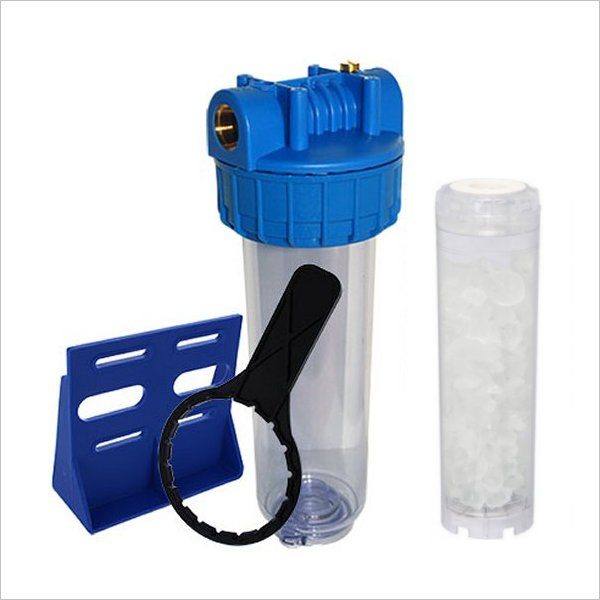 Filtration anti-calcaire 10'' entrée/sortie 3/4 avec porte filtre  transparent