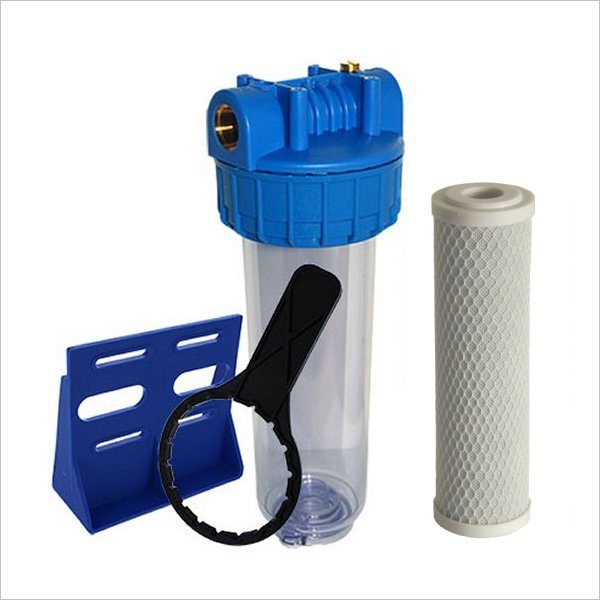 Filtration charbon actif bloc 10'' 10 microns entrée/sortie 3/4