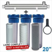 Station uv 2800 litres heure 20 pouces filtration purification eau de puits