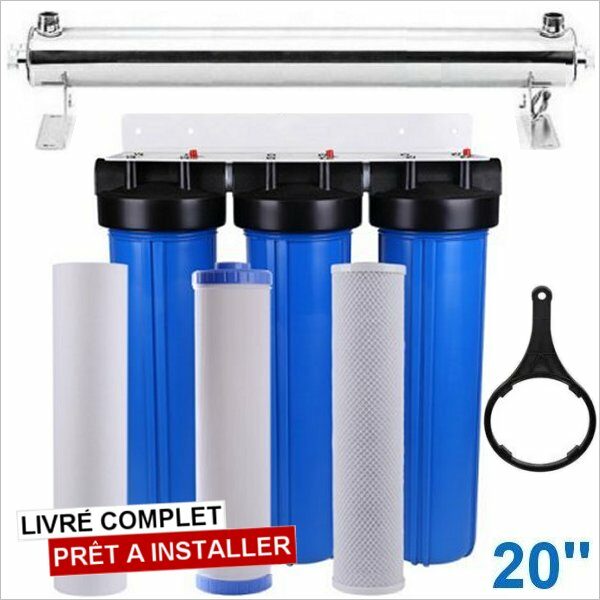 station-uv-4800-litres-heure-20-pouces-filtration-purification-eau-de-puits-pieds-inox-Chassis